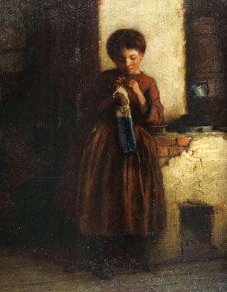Detail from Eastman Johnson, *Knitting for the Soldiers* (1861), on permanent loan from New York Public Library