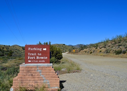 The parking lot and trailhead, Fort Bowie National Historic Site.