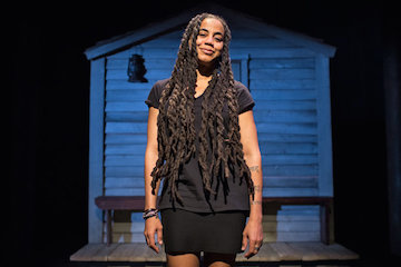 Suzan-Lori Parks on the set of *Father Comes Home* in New York. Image credit Sara Krulwich, *New York Times*