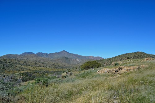 Ruins of the First Fort Bowie (1862), with the harrowing dirt access road in the distance.